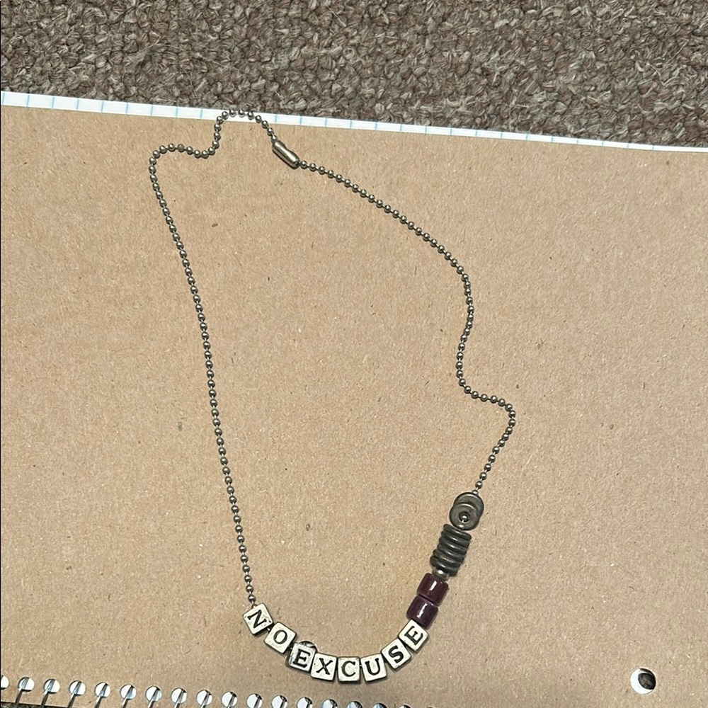 Silver Necklace with Beaded Chain and Accent Bead